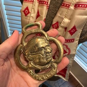 Charles Dickens Mr. Pickwick Vintage Horse Brass (Scarf Slide)